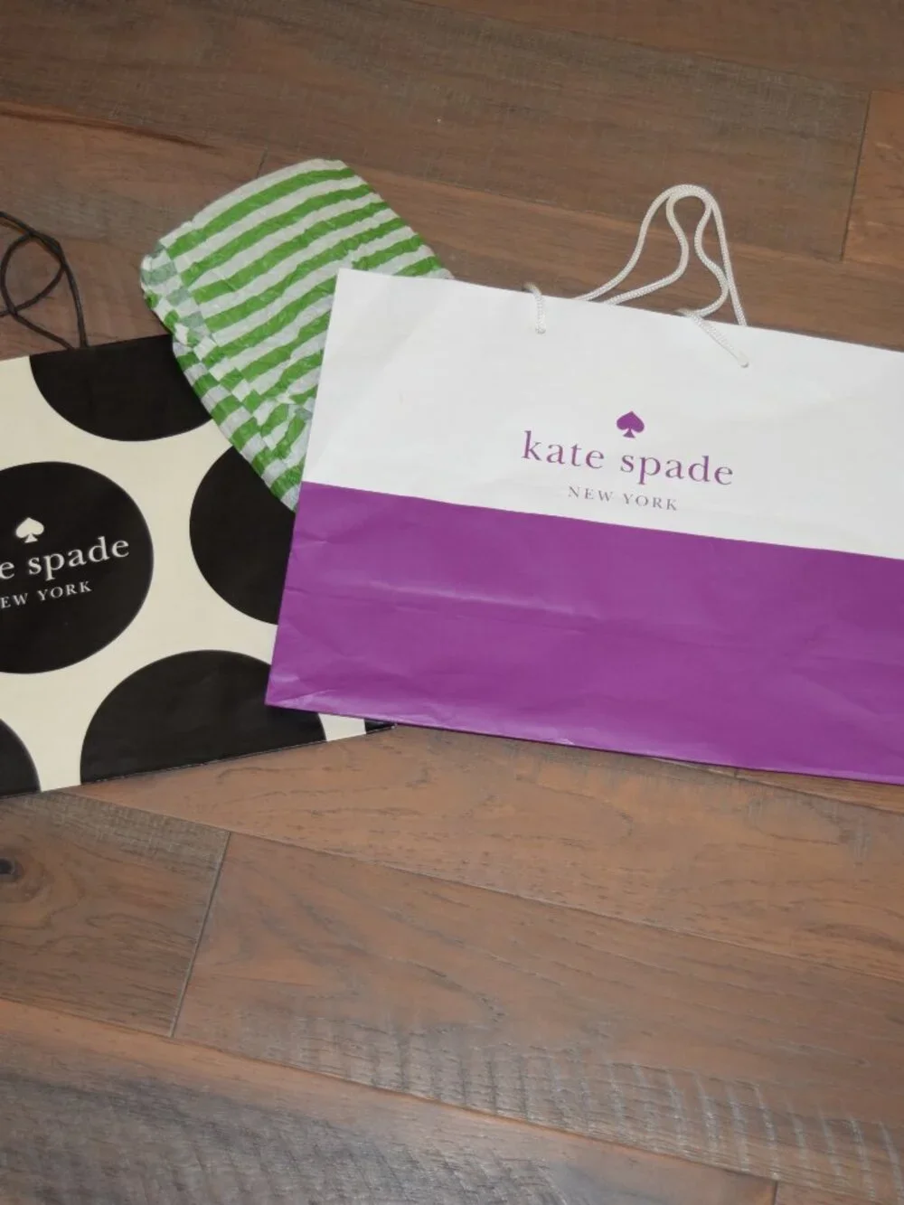 LOT KATE SPADE New York PAPER GIFT BAGS Shopping Polka Dot Black Purple White